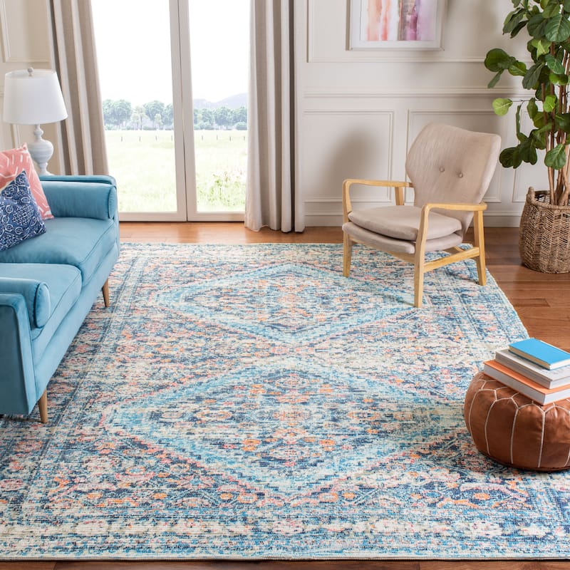 SAFAVIEH Handmade Saffron Karlee Modern Tribal Cotton Rug - 6' x 9' - Blue/Turquoise