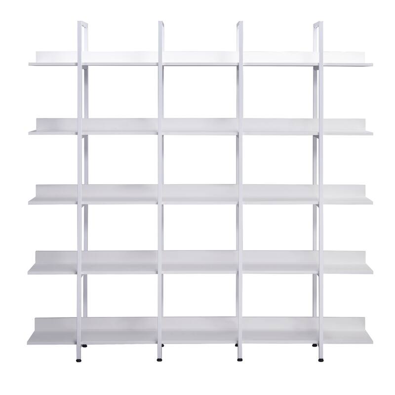 Roomfitters 5-Tier Bookcase for Home Office, Open Bookshelf with MDF Board and Black Metal Frame, Vintage Style