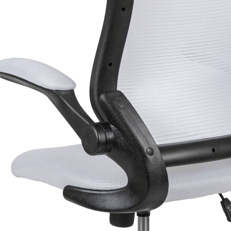 Mid-Back Mesh Ergonomic Drafting Chair with Foot Ring and Flip-Up Arms