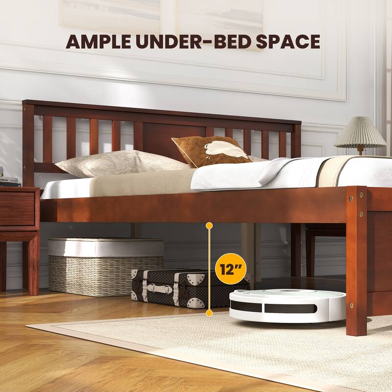 Gymax Twin/Full/Queen Size Bed Frame w/ Headboard Wood Slat Support No