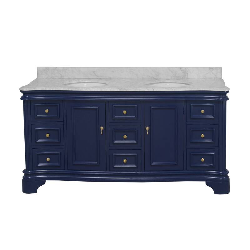 KitchenBathCollection Katherine 72" Double Bathroom Vanity with Carrara Marble Top