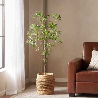 Roomfitters Artificial Green Tree in Black Pot, Faux Indoor Plant Decor ...