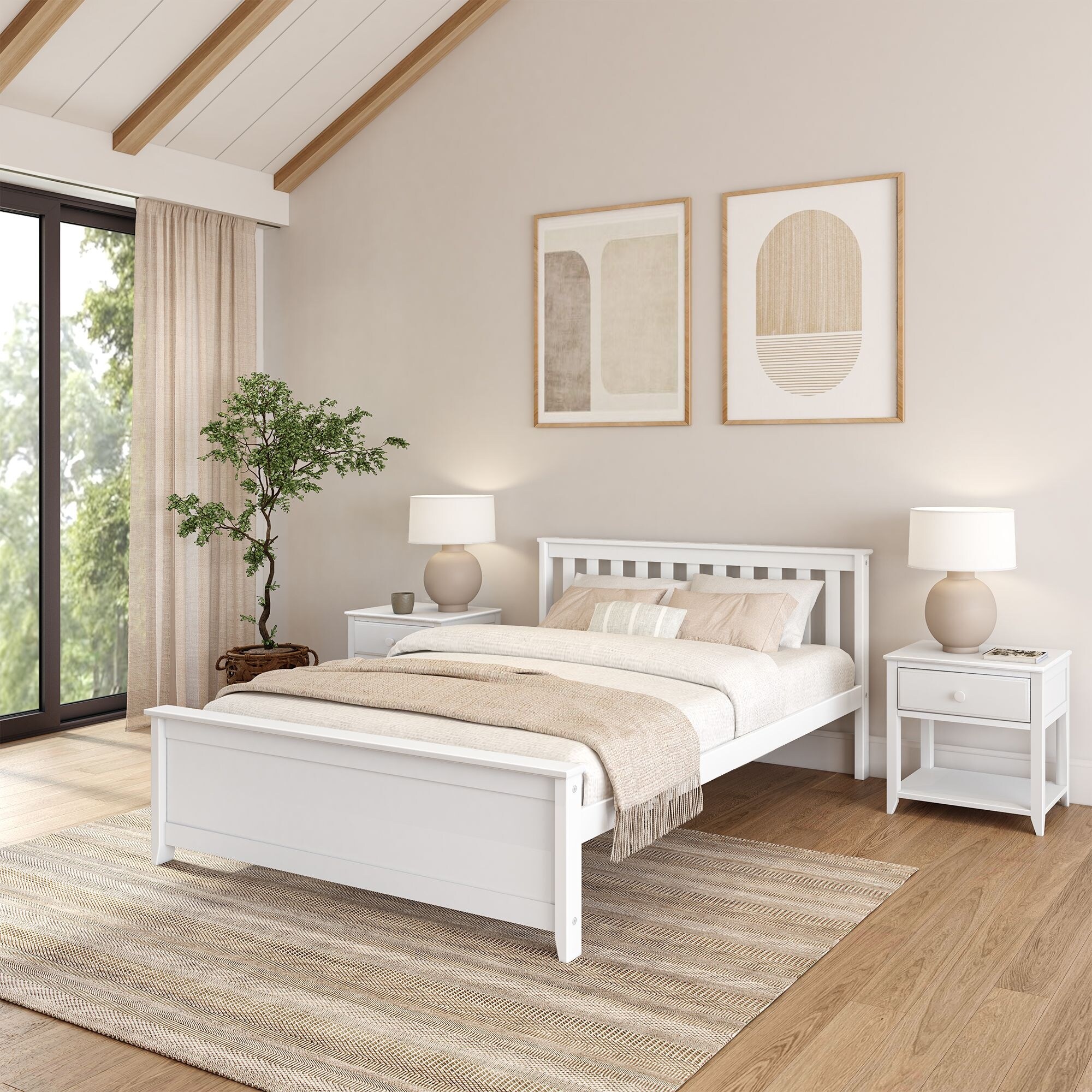 CraftPorch Modern Velvet Tufted Upholstered Gold Accent Platform Bed