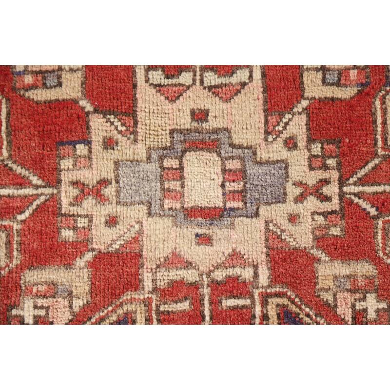 Geometric Ardebil Persian Vintage Runner Rug Hand-knotted Wool Carpet - 3'2"x 10'6"