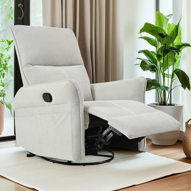 360° Swivel Rocker Manual Recliner Chair for Living Room, Bedroom - Gray Fabric