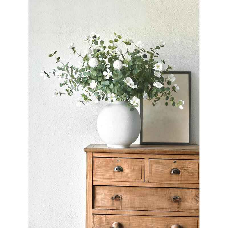 14pcs 32inch Fake Flowers Home Decor Faux Eucalyptus Greenery Stems Branches for Vase White Artificial Flowers