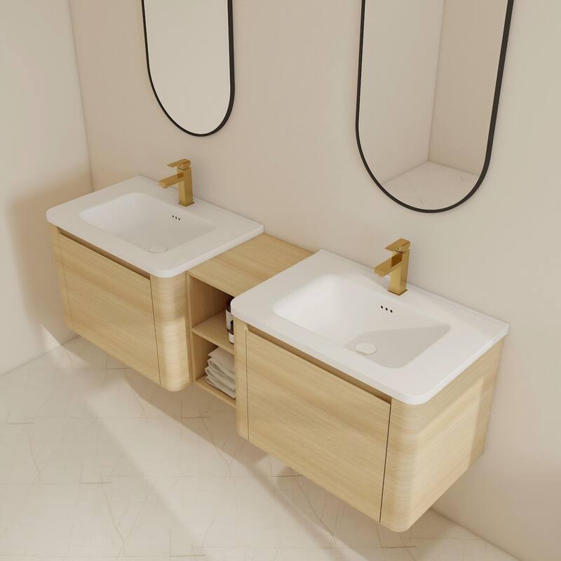 BNK 24''/28''/36''/40''/60''/68'' Bathroom Vanity With Sink, Floating Bathroom Vanity with Soft Close Doors and Shelf