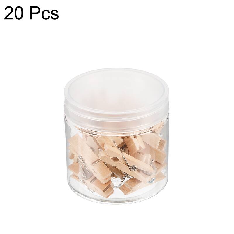 20pcs Wooden Push Pins, Thumb Tacks Wood Pin Clips for Office Cork Board