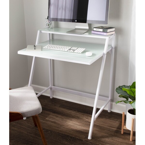 two tier desk with drawers