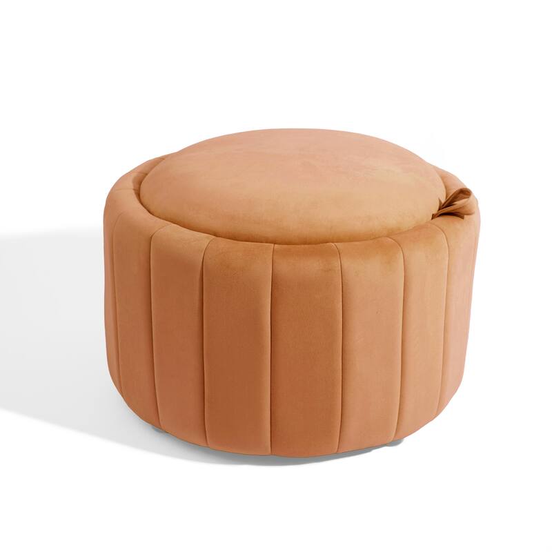 29" Modern Velvet Round Storage Ottoman