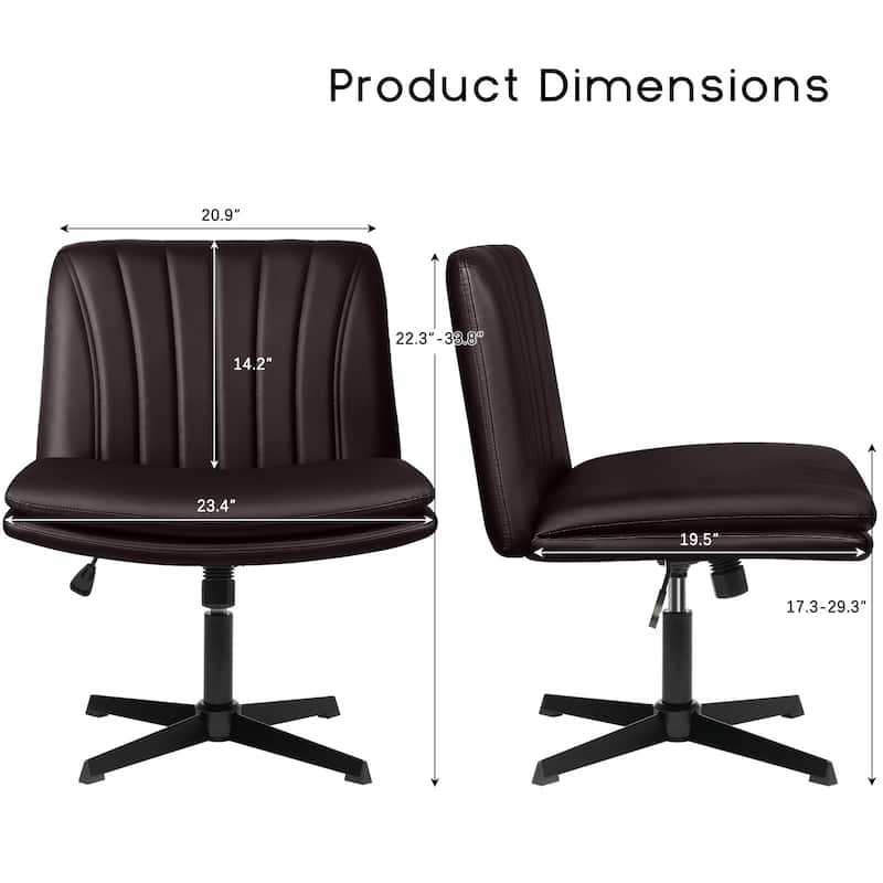 BOSSIN Criss Cross Chair Armless Office Desk Chair No Wheels,PU Leather Padded Modern Swivel Vanity Chair office chair