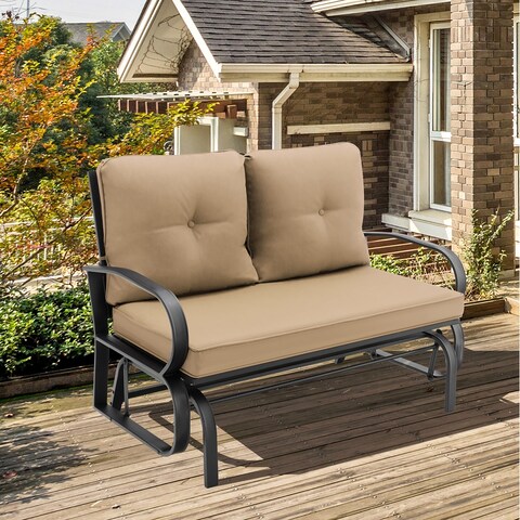 Costway Patio 2-Person Glider Bench Rocking Loveseat Cushioned Armrest - See Details