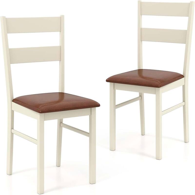 Set of 2/4 Wood Dining Chairs Solid Rubber Wood Frame Kitchen Chairs - 2-Piece