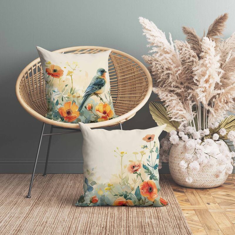 Tranquil Thicket Faux Suede Reversible Throw Pillow Beige and Orange