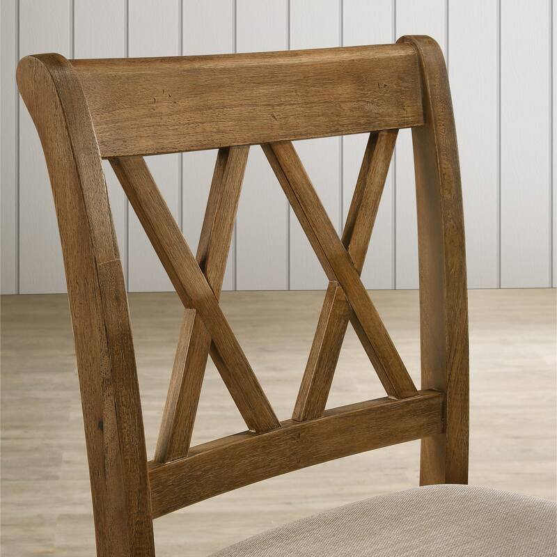 5-Piece Wooden Counter Height Set with Pedestal Table & 4 Cross Back Chairs