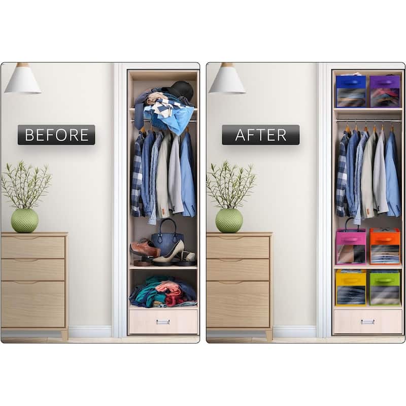 Sorbus 11" Storage Bin with Clear Window, 1-Pack Foldable Fabric Organizers - 10.5” L x 10.5” W x 11” H