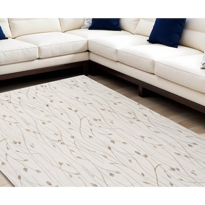 Lipu Power Loomed Floral Traditional Modern Durable Area Rug By HomeRoots - 118' X '94' X '0.5