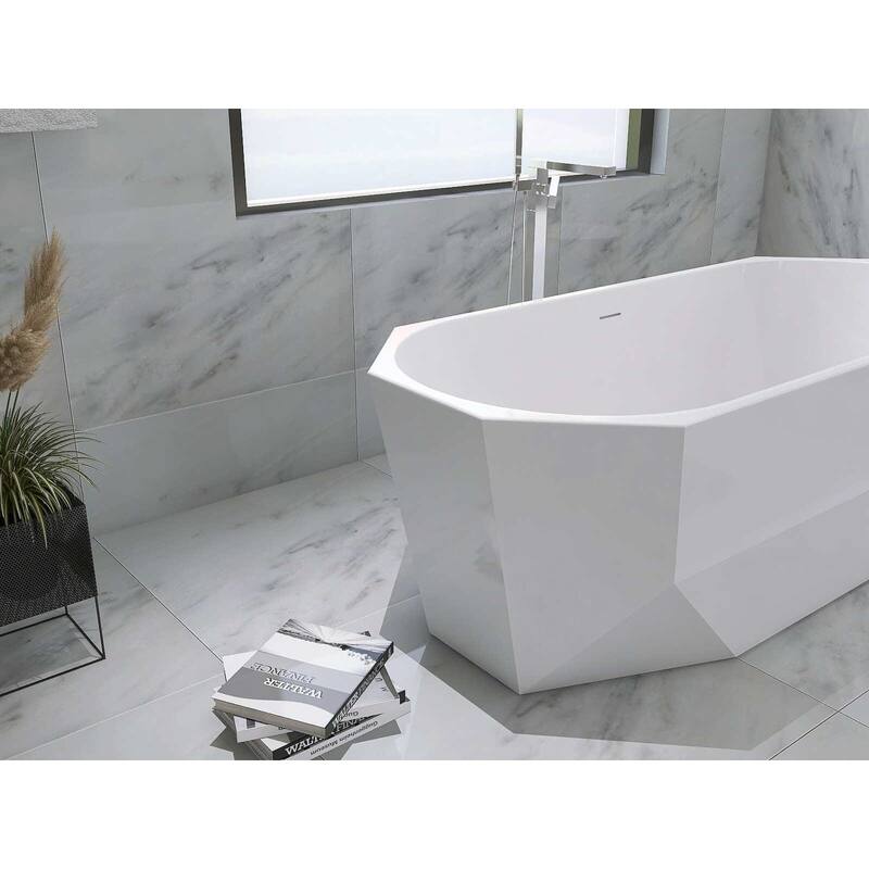 Edward Soaking Diamond Style Bathtub in Glossy White