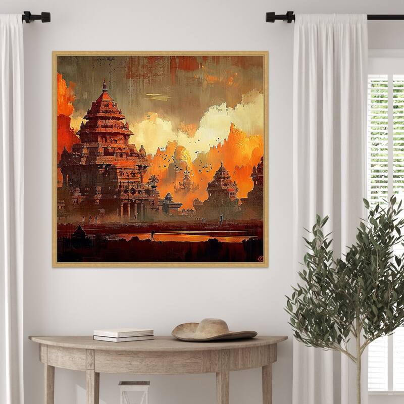 Indian Ancient Temple by Tradelink inhouse artist Framed Canvas Wall Art Print