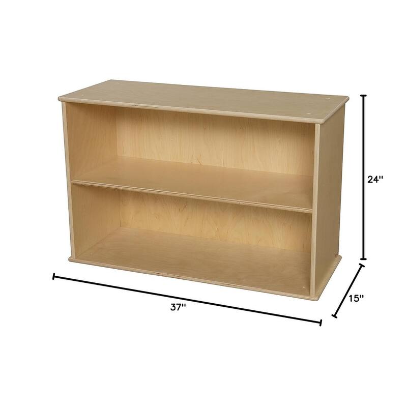 Wood Design 2 Shelf Open Kids Bookshelf Cabinet, Toddler Classroom Toy Storage Organizer, Crafts & Supplies Storage Unit - 24"