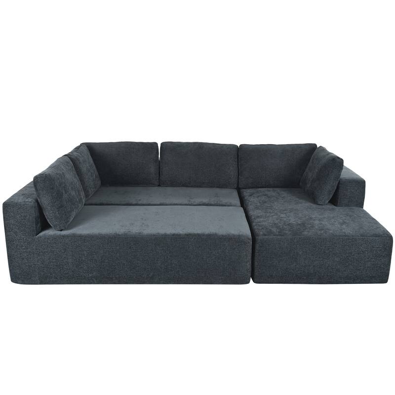 106.5'' U-Shaped 4-Seat Modular Sofa with 2 Chaise Lounges, Pillow, Anti-Wrinkle Chenille Fabric, and Comfort Foam
