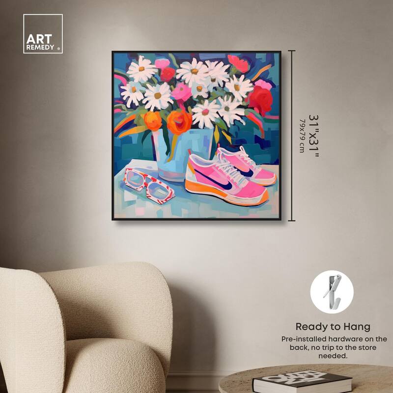 Whimsical Sneakers Flower Vase Canvas by Art Remedy