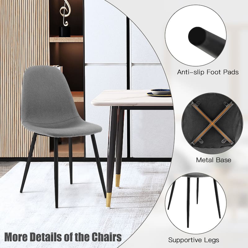 Gymax Dining Chairs Set of 4 Upholstered Fabric Chairs W/Metal Legs