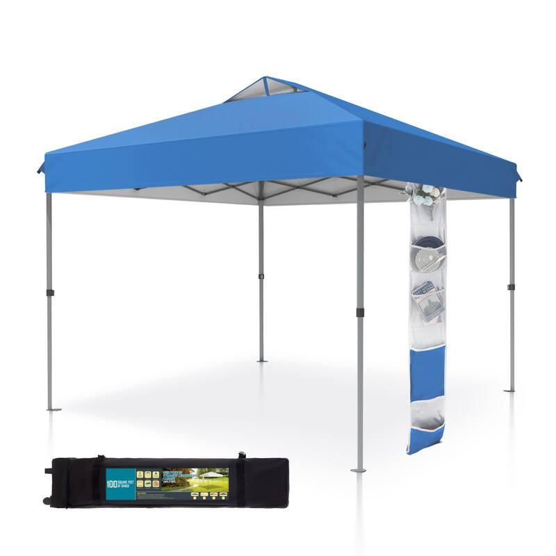 10' x 10' Pop Up Outdoor Canopy Tent Commercial Instant Reinforce Canopies with Wheel Carry Bag & Storage Pocket - 10x10'
