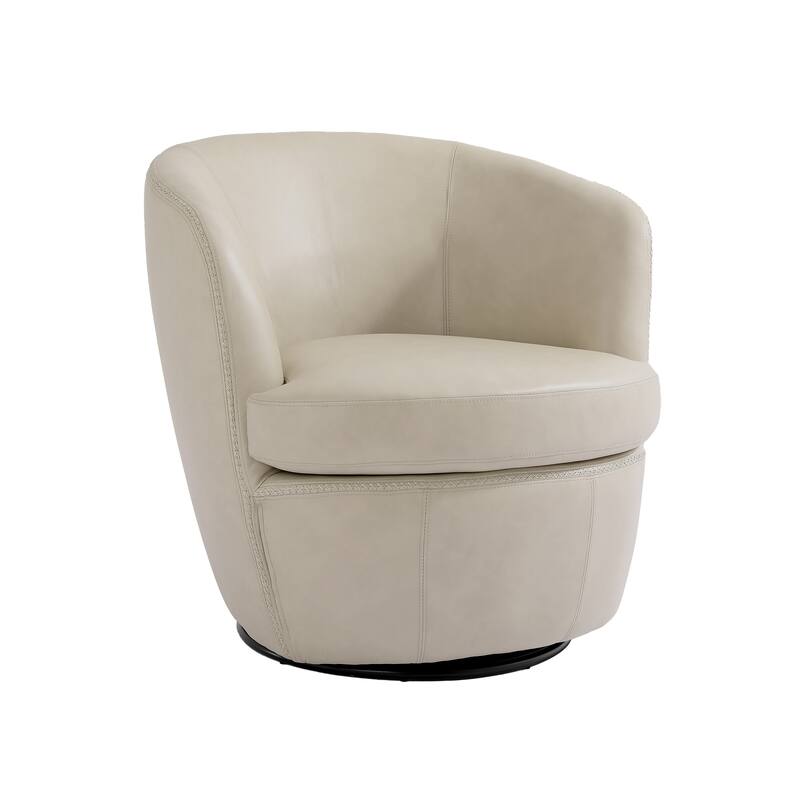 2 Set Faux Leather Club Swivel Barrel Accent Chair