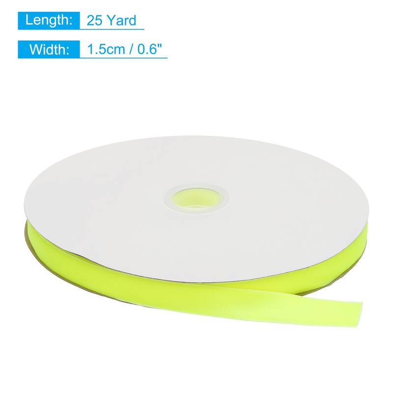 Velvet Ribbon 1 1/2 Inch Single Face Spool Silky for DIY Crafts - Bright Yellow - 5/8 Inch x 25 Yard