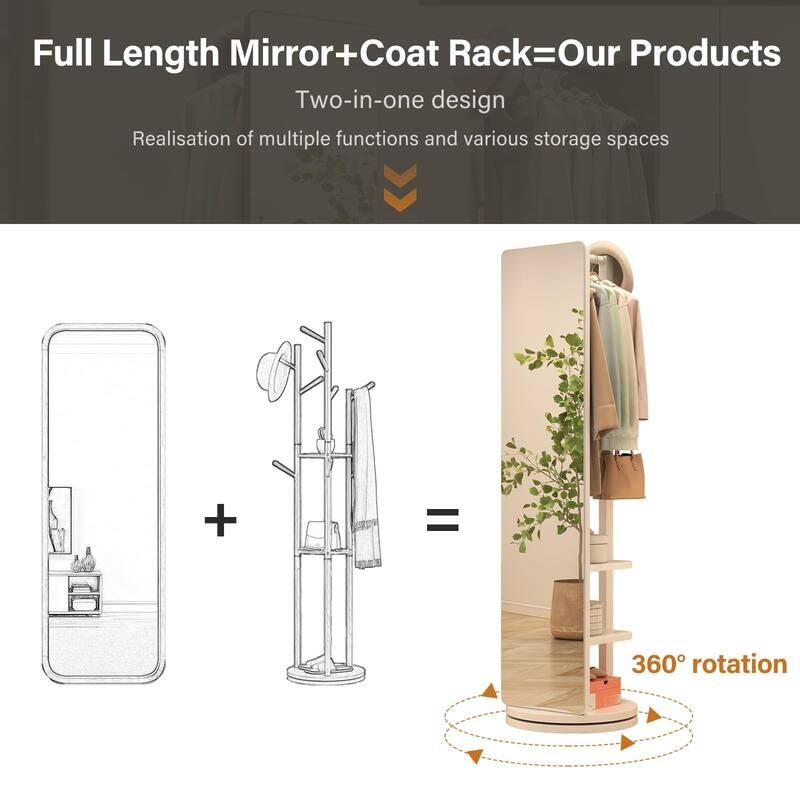 Full-length mirror, rubberwood + mirror, 68.8*19.6in (mirror width: 15.7in) Full-length mirror, easy to dress and tidy