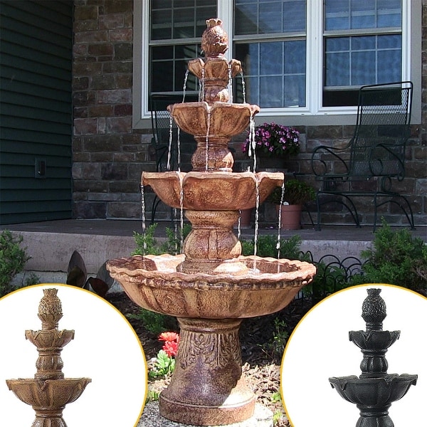 Sunnydaze 4-Tier Electric Pineapple Water Fountain Lightweight - Choose Color