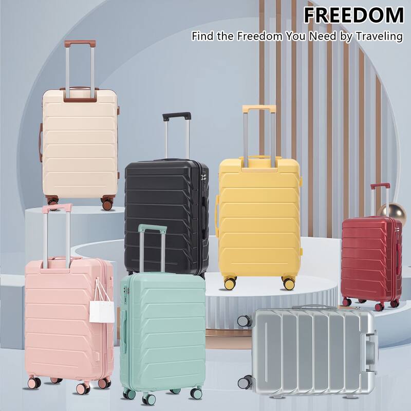20"/24"/28" 3-Piece, Modern Luggage Sets with Retractable Handle and Combination Lock, for Boarding Travel, Beige