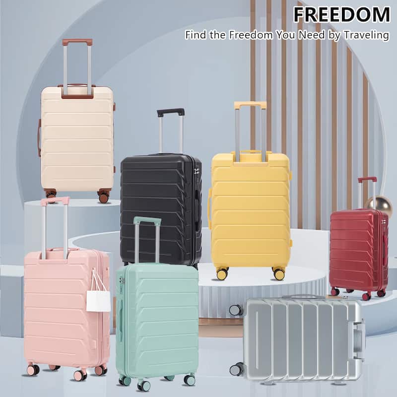 3 Piece (20/24/28 inch) PC Hardside Carry On Luggage Sets with Spinner Wheel and Retractable Handle, for Home Travel Luggage