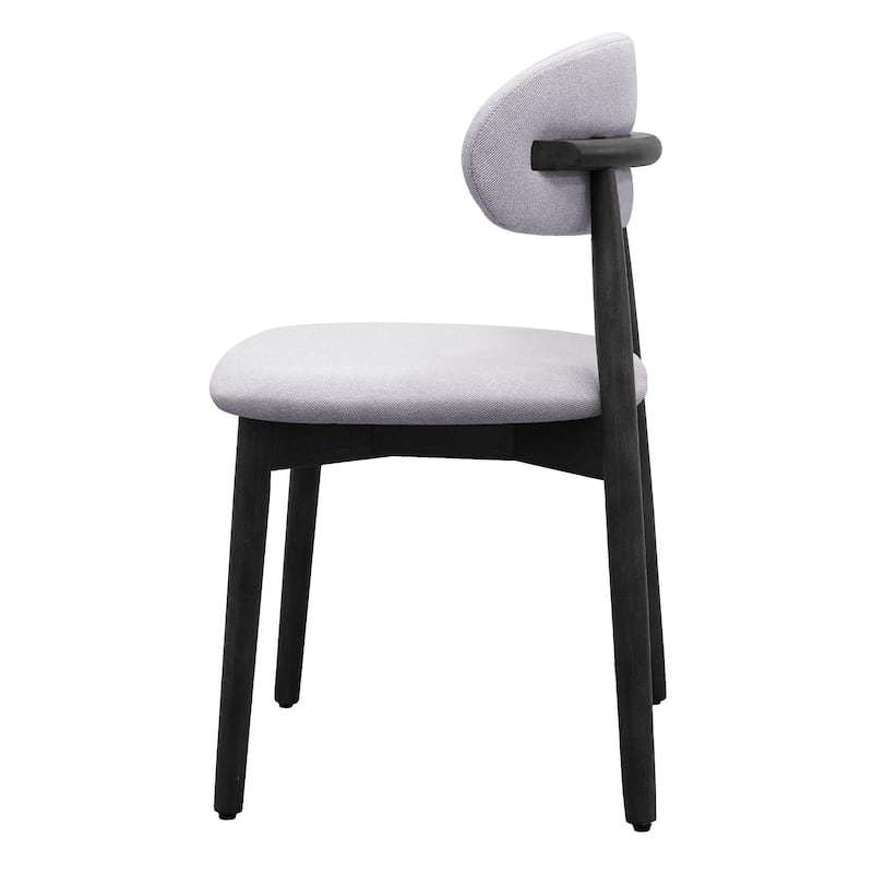 Cotton-Linen Fabric Upholstered Dining Chair with Black Solid Wood Legs, Armless Chair Set of 4 for Kitchen, Living