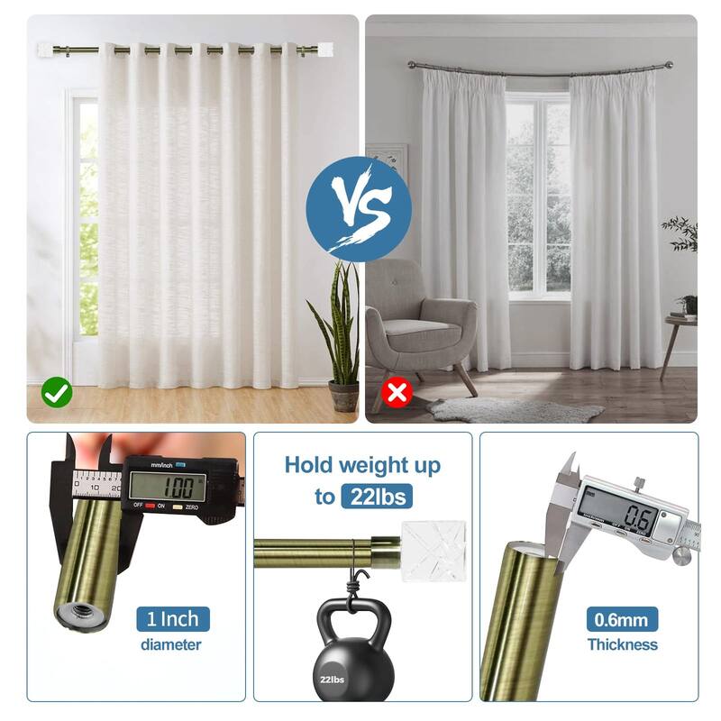 1-inch Diameter Cut Ice Adjustable Single Drapery Curtain Rod