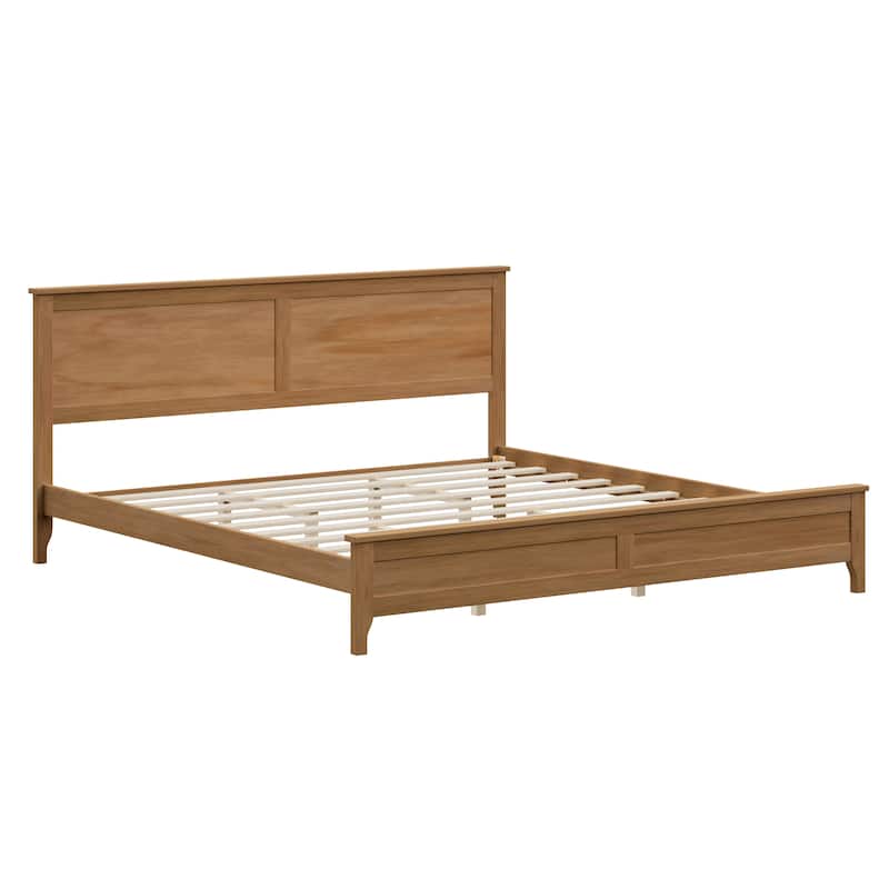 Modern Solid Wood Platform Bed with Tapered Legs and Sturdy Slats Support by Harper&Bright Designs