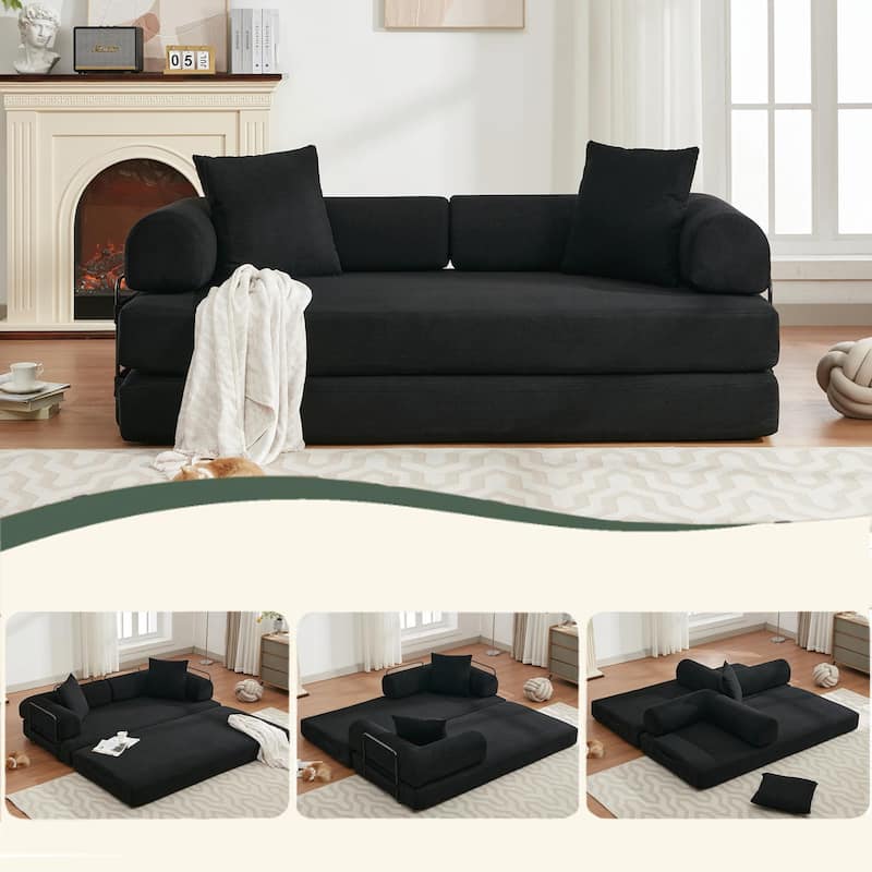 Folding Convertible Sleeper Sofa Bed with 3-Seats, DIY Modular Design for Ultimate Flexibility and Comfort