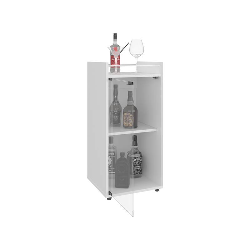 Theba Minibar Cabinet 2 Doors, Open Shelf And Compact Design, Modern Bar Storage