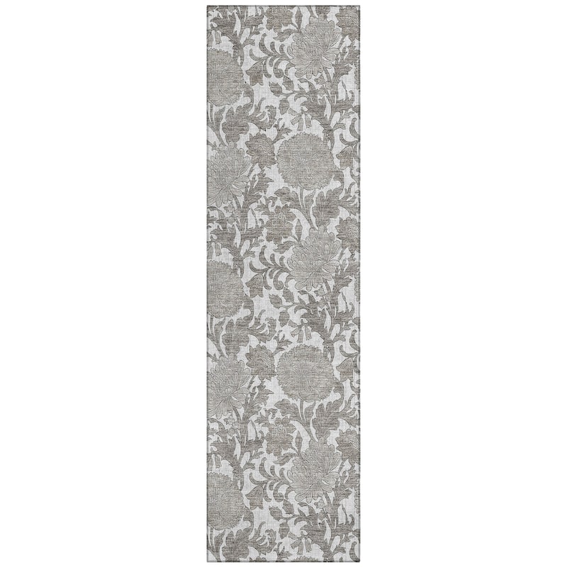 Machine Washable Indoor/ Outdoor Chantille Floral Rug