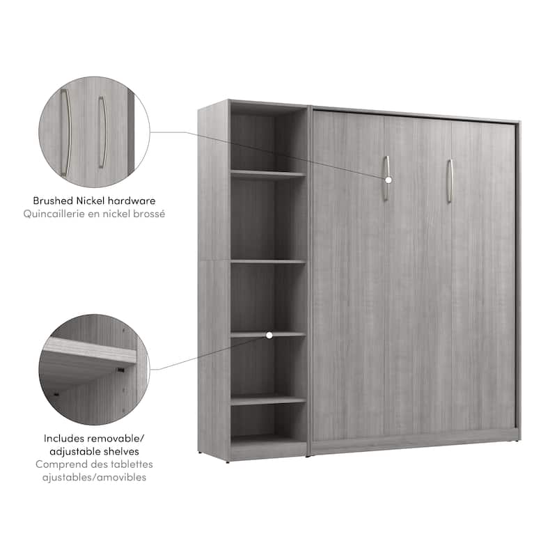 Claremont Full Murphy Bed with Closet Organizer (79W) by Bestar