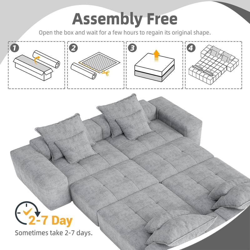 Oversized Modular Chenille 6-Seat Sectional Sofa with Cushions and 8 Pillows for Living Room