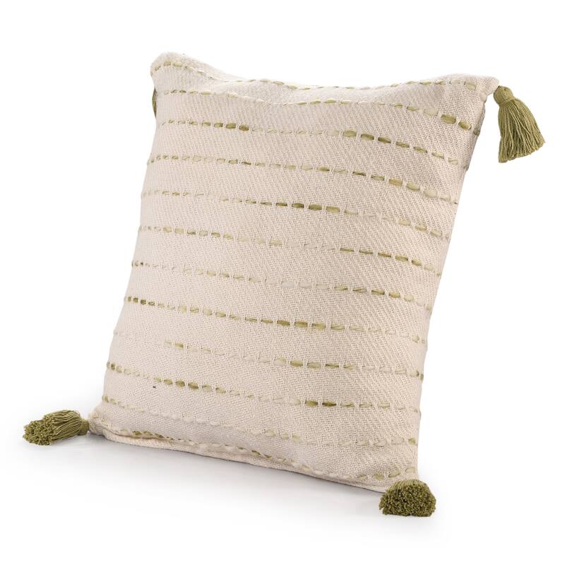 Sevita Torrent Variegated Stripe Cotton Blend Handmade 20"x20" Throw Pillow, with Tassels