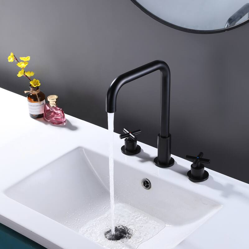 Widespread Sink Faucet 3-Hole 2-Handle Basin Mixer Taps Deck Mounted