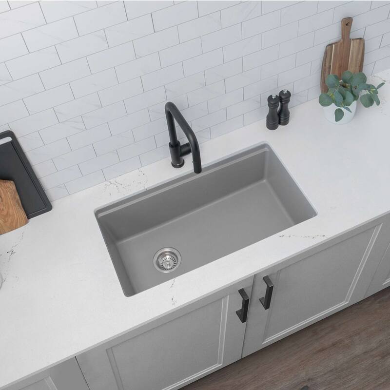 STYLISH Dual Mount 32" Single-Bowl Composite Granite Kitchen Sink - 32" x 18" x 9.5"