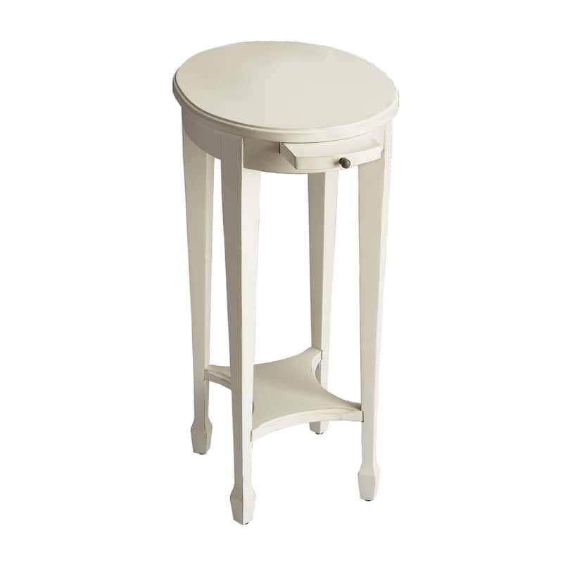 HomeRoots 26" White Oval End Table With Shelf - 26