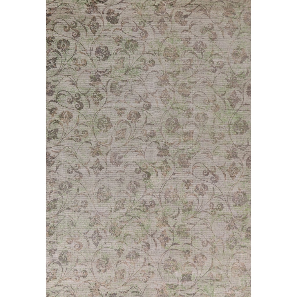 Floral Modern Oriental Area Rug Hand-Knotted Wool Carpet - 7'11"x 11'5"
