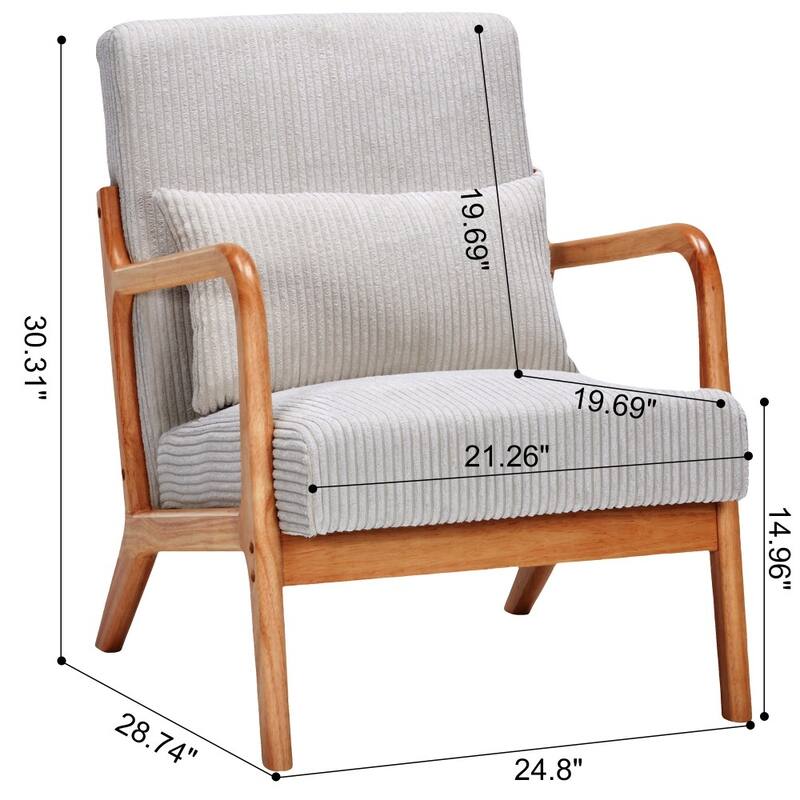 Mid-century Modern Accent Chair with Upholstered Pillow