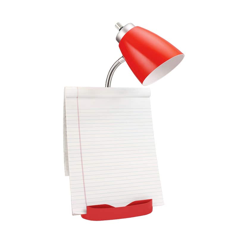 Limelights Gooseneck Organizer Desk Lamp w/ Holder and USB port, Red