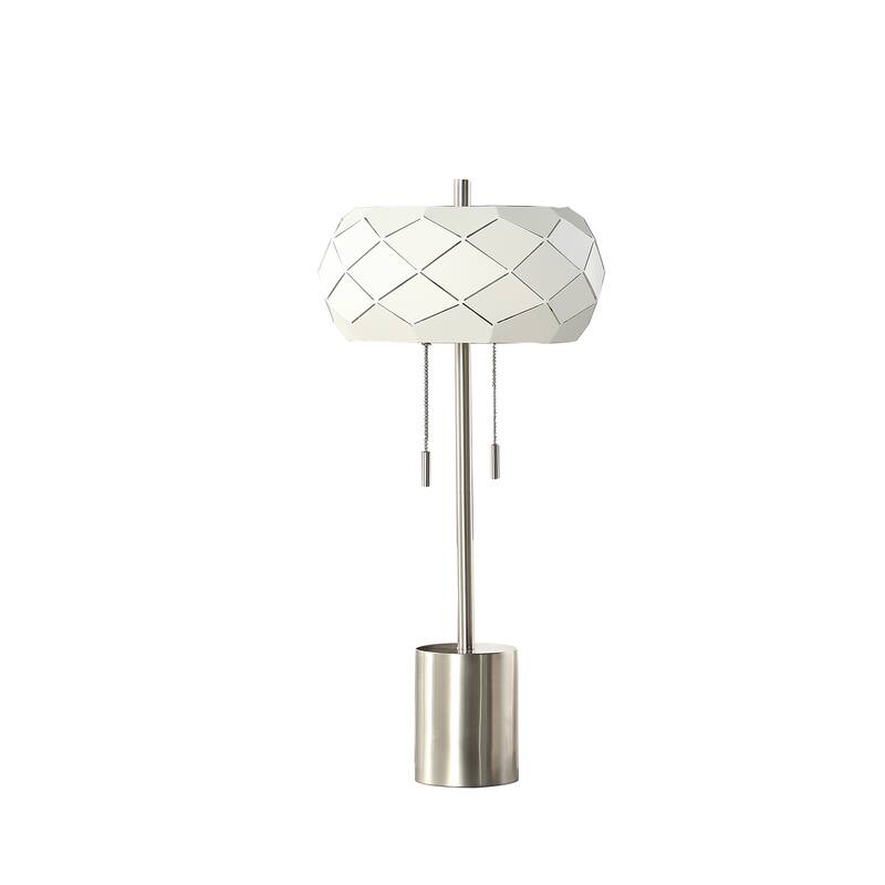 HomeRoots 28" Silver Metal Table Lamp With Geometric Laser Cut Metal Shade - 13